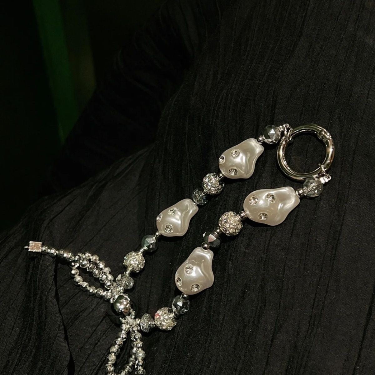 fake pearl key chain