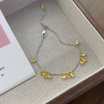 S925Sterling Silver Pull-Out Galaxy Bracelet for Women, Simple Niche High-End Yellow Zircon Bracelet, Light Luxury Jewelry