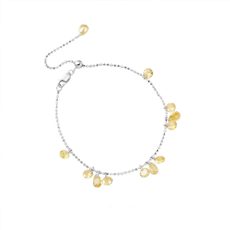 S925Sterling Silver Pull-Out Galaxy Bracelet for Women, Simple Niche High-End Yellow Zircon Bracelet, Light Luxury Jewelry