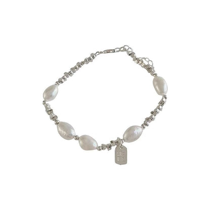 S925Sterling Silver Freshwater Pearl Silver Fragment Bracelet for Women, Niche Design, Elegant Silver Fragment Bracelet, Light Luxury Jewelry