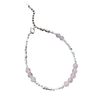 S925Sterling Silver Pink Crystal Bracelet for Women, Niche Exquisite Beaded Bracelet, Sweet and Elegant Light Luxury Jewelry