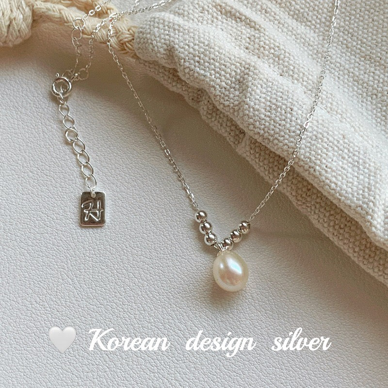 S925 silver and natural water pearl necklace