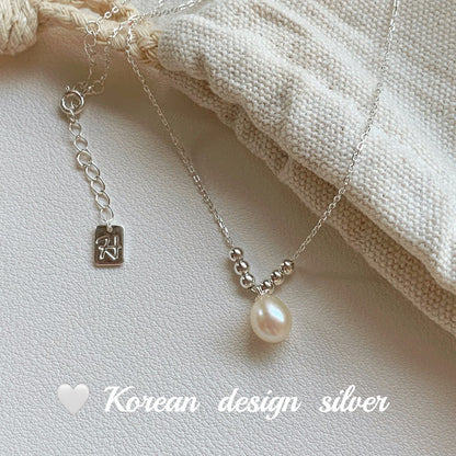 S925 silver and natural water pearl necklace