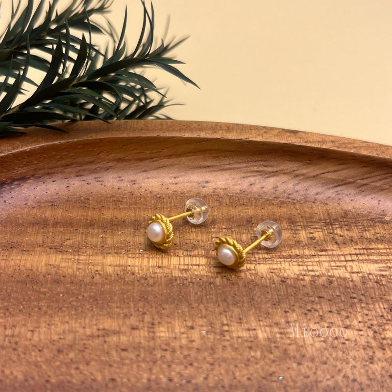 S925 Sterling Silver Natural Pearl Twisted Dot Stud Earrings for Women, Chinese Style Simple TikTok Hot Jewelry for Women