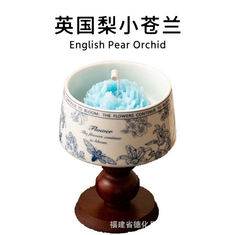 Blue and White Porcelain Rose Camellia Gift Box Series Fragrance Soy Wax Hotel Birthday Scented Candle High-end Souvenir