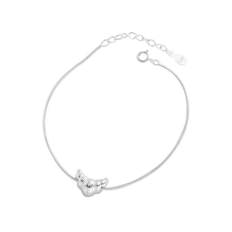 S925Sterling silver Simple Niche Design Croissant Snake Bone Bracelet for Women Fashionable Personality Commuting Versatile Wristband Jewelry