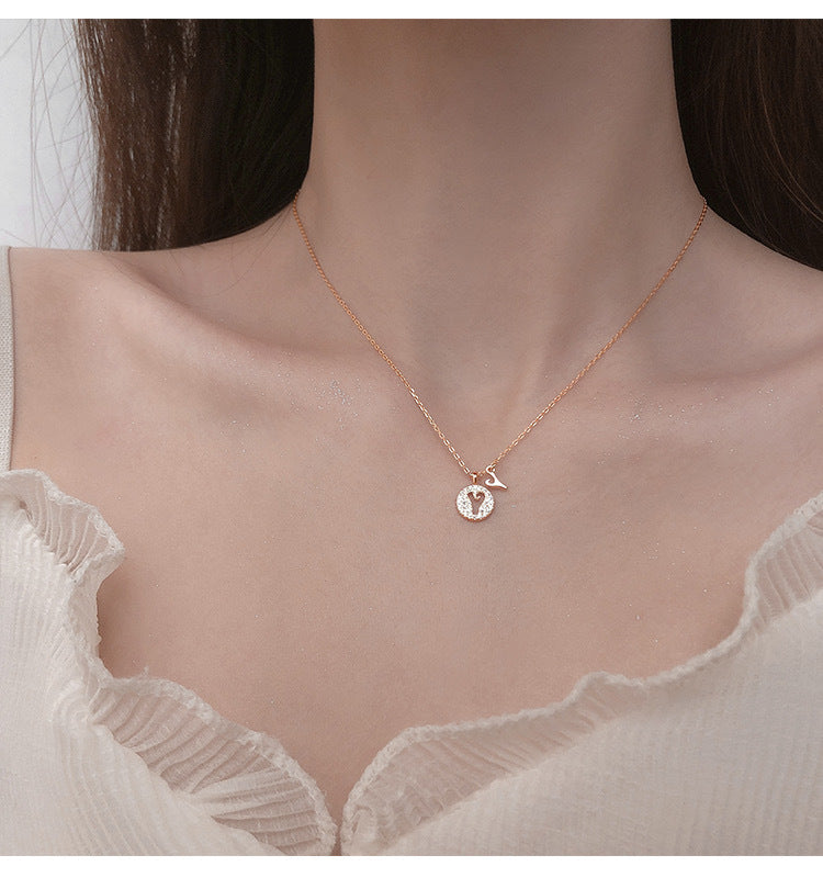 Tich26Letter Necklace925Sterling Silver Fresh Cute Collarbone Chain Niche Versatile Necklace New Trend