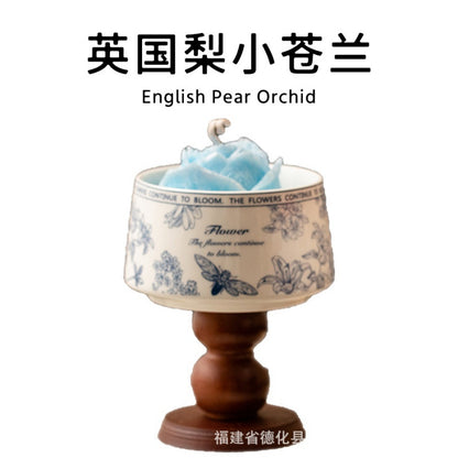 Blue and White Porcelain Rose Camellia Gift Box Series Fragrance Soy Wax Hotel Birthday Scented Candle High-end Souvenir