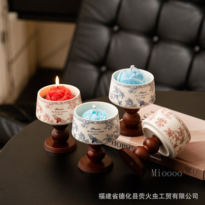 Blue and White Porcelain Rose Camellia Gift Box Series Fragrance Soy Wax Hotel Birthday Scented Candle High-end Souvenir