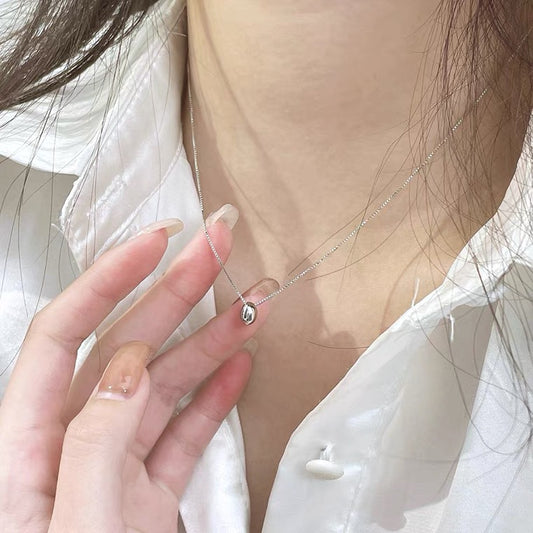 s925All-Silver Light Luxury Minimalist Small Round Bead Necklace for Women Korean Style High-End Niche Temperament New Clavicle Chain