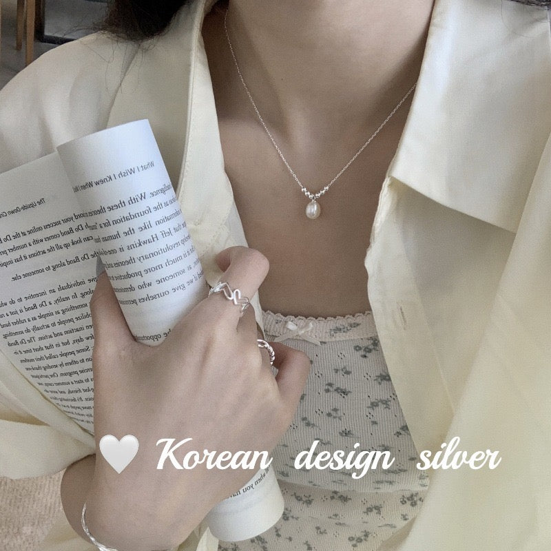 S925 silver and natural water pearl necklace