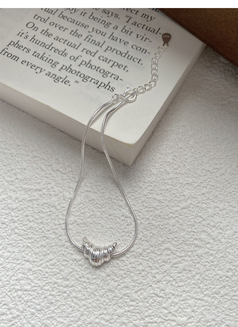 S925Sterling silver Simple Niche Design Croissant Snake Bone Bracelet for Women Fashionable Personality Commuting Versatile Wristband Jewelry
