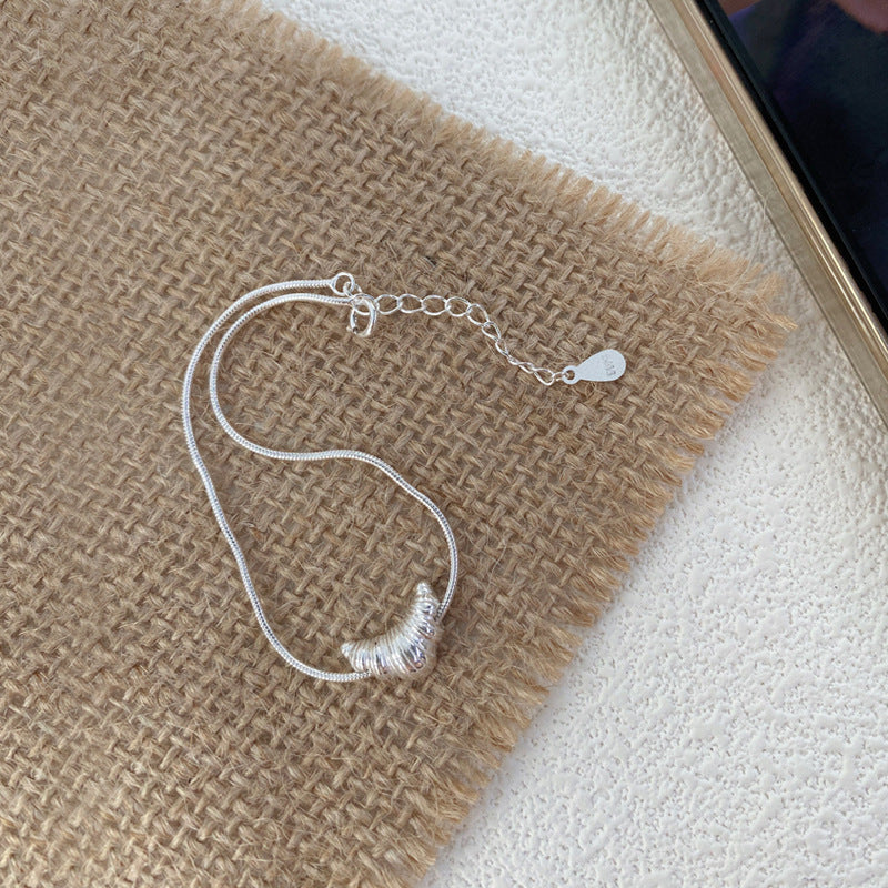 S925Sterling silver Simple Niche Design Croissant Snake Bone Bracelet for Women Fashionable Personality Commuting Versatile Wristband Jewelry