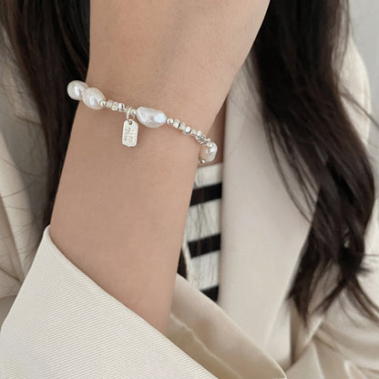 S925Sterling Silver Freshwater Pearl Silver Fragment Bracelet for Women, Niche Design, Elegant Silver Fragment Bracelet, Light Luxury Jewelry