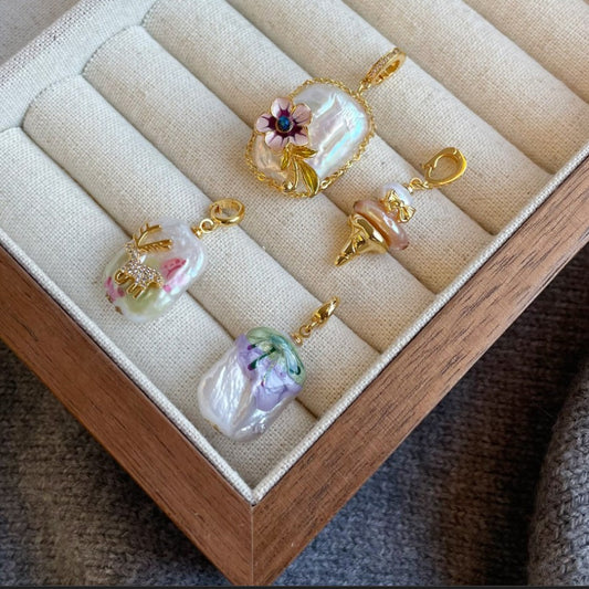 NALA Nala Oil Painting Baroque Pearl Universal Clasp Necklace Pendant Light Luxury High-end Universal Clasp Pendant Single Pendant