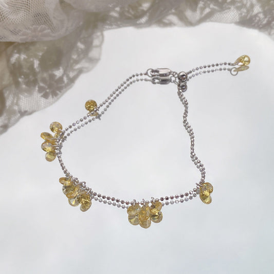 S925Sterling Silver Pull-Out Galaxy Bracelet for Women, Simple Niche High-End Yellow Zircon Bracelet, Light Luxury Jewelry